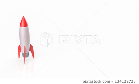 Minimalistic Red and White Rocket on Clean White Background 3d render. Minimalistic Red and White Rocket on Clean White Background 3d render. 134122723
