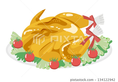 Illustration of a roasted chicken (turkey) Illustration of a roasted chicken (turkey) 134122942