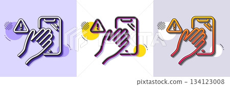Dont touch phone line icon. Halftone dotted pattern. Gradient icon with grain shadow. Hand warning sign. Hygiene notification symbol. Line dont touch icon. Various designs. Vector Dont touch phone line icon. Halftone dotted pattern. Gradient icon with grain shadow. Hand warning sign. Hygiene notification symbol. Line dont touch icon. Various designs. Vector 134123008