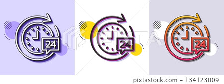 24 hours delivery line icon. Halftone dotted pattern. Gradient icon with grain shadow. Time or stopwatch sign. Line 24h delivery icon. Various designs. Vector 24 hours delivery line icon. Halftone dotted pattern. Gradient icon with grain shadow. Time or stopwatch sign. Line 24h delivery icon. Various designs. Vector 134123009