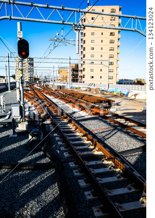 Railway viaduct construction underway, Higashimurayama Station area, Tokyo, November 2025, b-2, High saturation contrast Railway viaduct construction underway, Higashimurayama Station area, Tokyo, November 2025, b-2, High saturation contrast 134123024