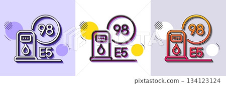 Petrol station line icon. Halftone dotted pattern. Gradient icon with grain shadow. Filling station sign. E5 petroleum fuel symbol. Line petrol station icon. Various designs. Vector 134123124