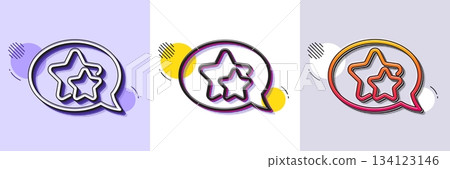 Stars line icon. Halftone dotted pattern. Gradient icon with grain shadow. Favorite sign. Positive feedback symbol. Line star icon. Various designs. Vector 134123146