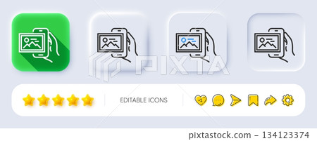 Image album line icon. Neumorphic, Flat shadow, 3d buttons. Phone photo sign. Smartphone picture gallery symbol. Line image album icon. Social media icons. Vector Image album line icon. Neumorphic, Flat shadow, 3d buttons. Phone photo sign. Smartphone picture gallery symbol. Line image album icon. Social media icons. Vector 134123374