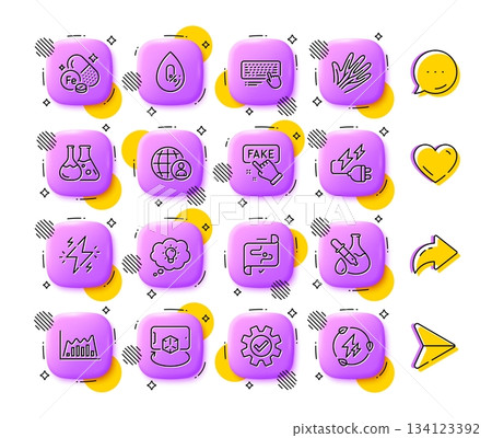 Service, International recruitment and Fake information line icons. App 3d buttons. Social media comment, share, like icons. Pack of Iron, Chemistry experiment, Chemistry lab icon. Vector Service, International recruitment and Fake information line icons. App 3d buttons. Social media comment, share, like icons. Pack of Iron, Chemistry experiment, Chemistry lab icon. Vector 134123392