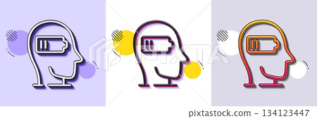 Weariness line icon. Halftone dotted pattern. Gradient icon with grain shadow. Difficult fatigue sign. Mental health symbol. Line weariness icon. Various designs. Vector Weariness line icon. Halftone dotted pattern. Gradient icon with grain shadow. Difficult fatigue sign. Mental health symbol. Line weariness icon. Various designs. Vector 134123447