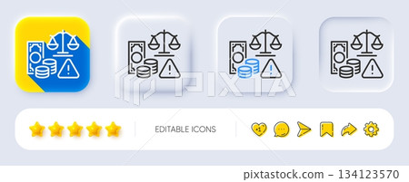 Fraud line icon. Neumorphic, Flat shadow, 3d buttons. Money or financial crime sign. Tax offense symbol. Line fraud icon. Social media icons. Vector Fraud line icon. Neumorphic, Flat shadow, 3d buttons. Money or financial crime sign. Tax offense symbol. Line fraud icon. Social media icons. Vector 134123570