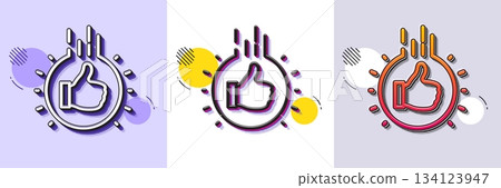 Like hand line icon. Halftone dotted pattern. Gradient icon with grain shadow. Thumbs up finger sign. Brand ambassador gesture symbol. Line like hand icon. Various designs. Vector Like hand line icon. Halftone dotted pattern. Gradient icon with grain shadow. Thumbs up finger sign. Brand ambassador gesture symbol. Line like hand icon. Various designs. Vector 134123947