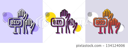 Bid offer line icon. Halftone dotted pattern. Gradient icon with grain shadow. Auction sign. Raise the price up symbol. Line bid offer icon. Various designs. Vector Bid offer line icon. Halftone dotted pattern. Gradient icon with grain shadow. Auction sign. Raise the price up symbol. Line bid offer icon. Various designs. Vector 134124006