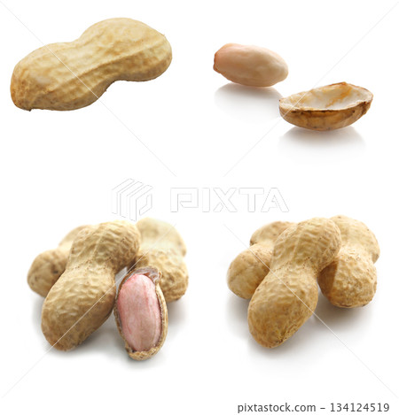 Peanuts on a white background Peanuts on a white background 134124519
