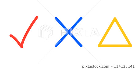 Simple check marks, cross marks, and triangle marks 134125141