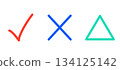 Simple check marks, cross marks, and triangle marks 134125142