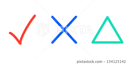 Simple check marks, cross marks, and triangle marks Simple check marks, cross marks, and triangle marks 134125142