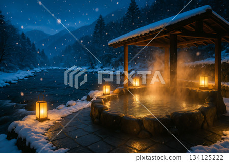 Hot spring open-air bath 134125222