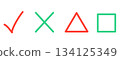 Simple check, cross, triangle, and square marks 134125349