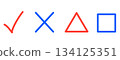 Simple check, cross, triangle, and square marks 134125351