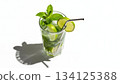 Mojito cocktail glass overhead view 134125388