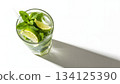 Mojito cocktail glass overhead view 134125390