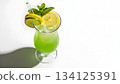 Mojito cocktail glass overhead view 134125391