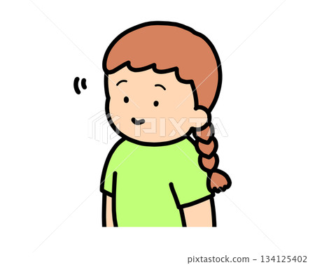 點頭的棕髮女孩 134125402