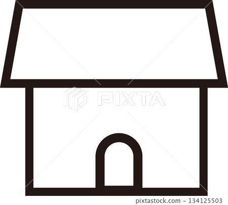 A simple line drawing icon of a house 134125503