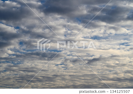 A Dramatic Cloudscape featuring Varying Shades and Textures in a Captivating Atmosphere 134125507