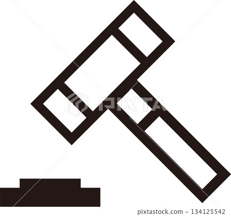 拍賣鎚圖標線條畫 拍賣鎚圖標線條畫 134125542