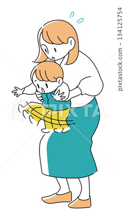 母親抱著一個暴力嬰兒的插圖 母親抱著一個暴力嬰兒的插圖 134125754