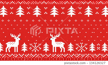 deer in red and white seamless 134126327