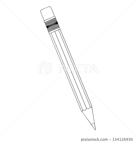 Outline for Coloring of Pencil School, Office and Art Supplies. Vector Illustration. 134126930