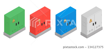 city electrical power box isometric view vector flat illustration 134127375
