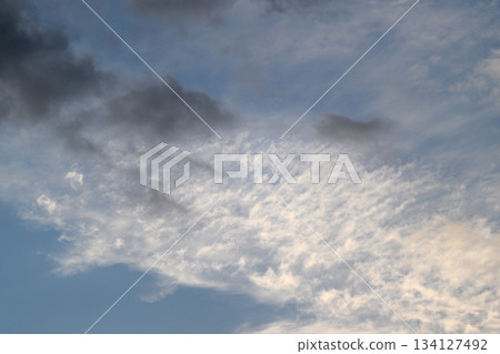 A Dramatic and Beautiful Sky with Colorful Cloudy Patterns at Dusk During Nightfall 134127492