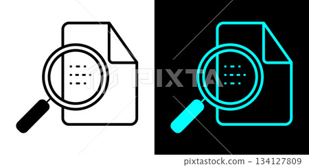 Document Search and File Analysis Icon Set: Magnifying Glass Over Paperwork for Review, Find, or Audit. Document Search and File Analysis Icon Set: Magnifying Glass Over Paperwork for Review, Find, or Audit. 134127809
