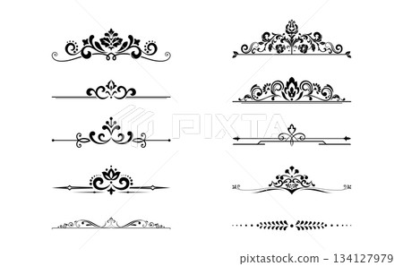 Vintage set. Floral elements for design monograms, invitations, frames, menus and labels. Graphic design of the website, cafes, boutiques, hotels, wedding invitations. 134127979
