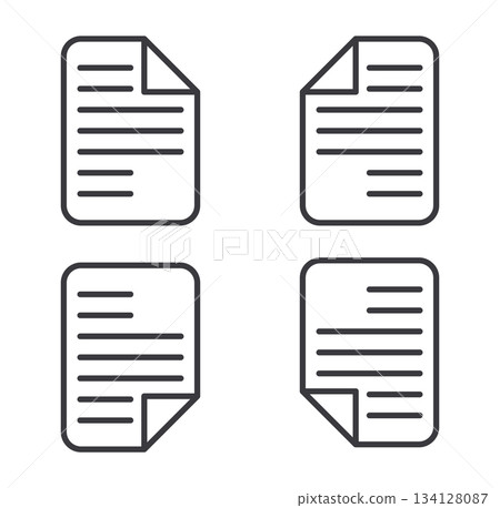 Minimalist Outline Document Icon Set: Blank Paperwork and File Symbols for Content and Text. 134128087