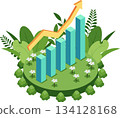 Isometric Sustainable Growth with Eco Financial Chart 134128168