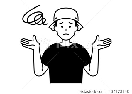 A male izakaya waiter who is at a loss A male izakaya waiter who is at a loss 134128198