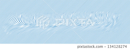 Dynamic Light Blue Wavy Lines Background: Abstract Optical Illusion Texture and Modern Pattern. 134128274