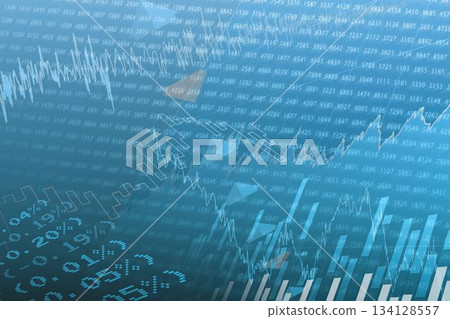 Displaying flat design dashboard with overlapping line graphs and bars, numbers, triangles Displaying flat design dashboard with overlapping line graphs and bars, numbers, triangles 134128557