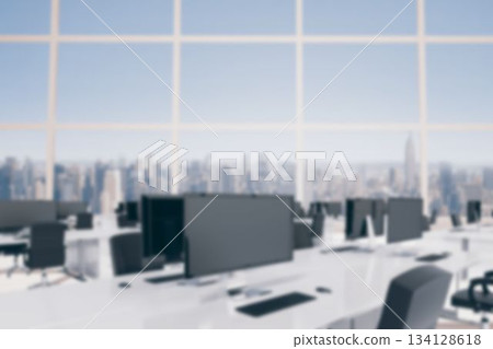 Computer graphic image of desktop computers in office Computer graphic image of desktop computers in office 134128618