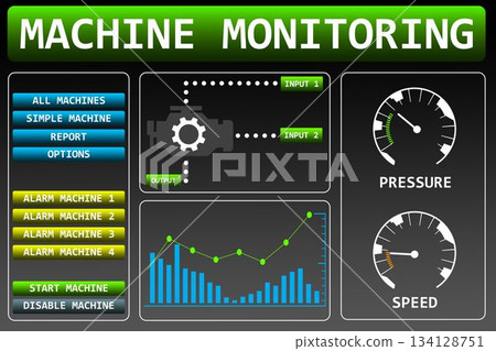 Screen with machine monitoring Screen with machine monitoring 134128751