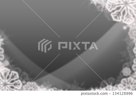 Flat design is showing intricate white snowflake border surrounding grey gradient backdrop 134128996