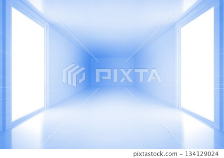 Bright blue room with windows 134129024