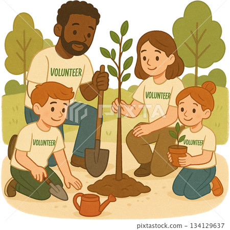 Planting Trees in the Park 134129637