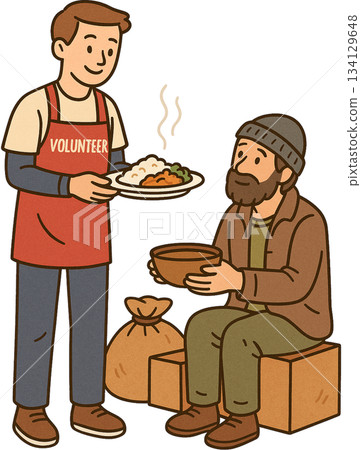 Serving Food to the Homeless 134129648