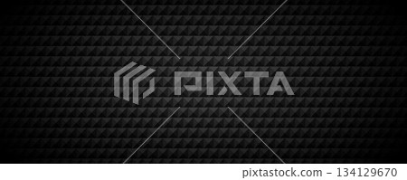 Black tech geometric background. Abstract square tile pattern texture. Futuristic block grid design wallpaper. Dark grey volume cube cover backdrop. Vector illustration isolation concept 134129670