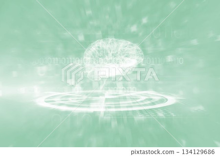 Human brain with illuminated lights 134129686