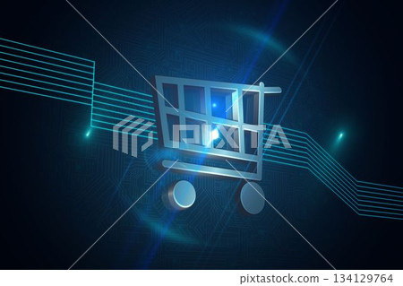 Shiny trolley on black background 134129764