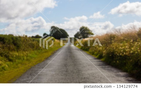 Asphalt road amidst field against sky 134129774