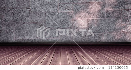 Wooden floor against stone background Wooden floor against stone background 134130025